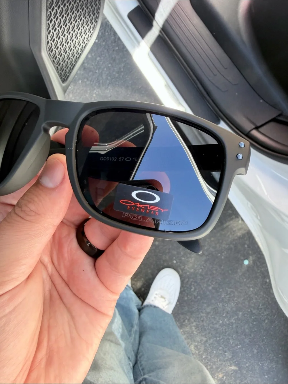 Oakley Matte Black Square Sunglasses with Dark Lenses